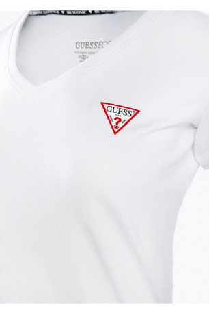 TShirt MC coton col V Guess jeans