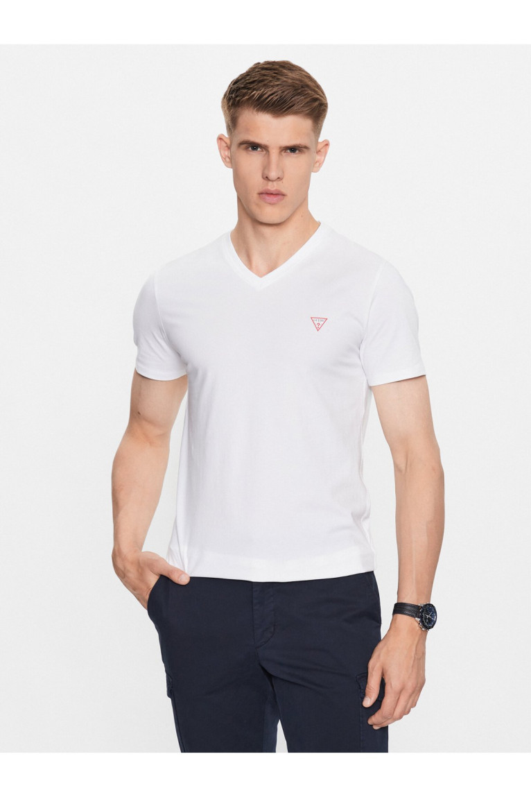 TShirt MC col V coton stretch Guess jeans