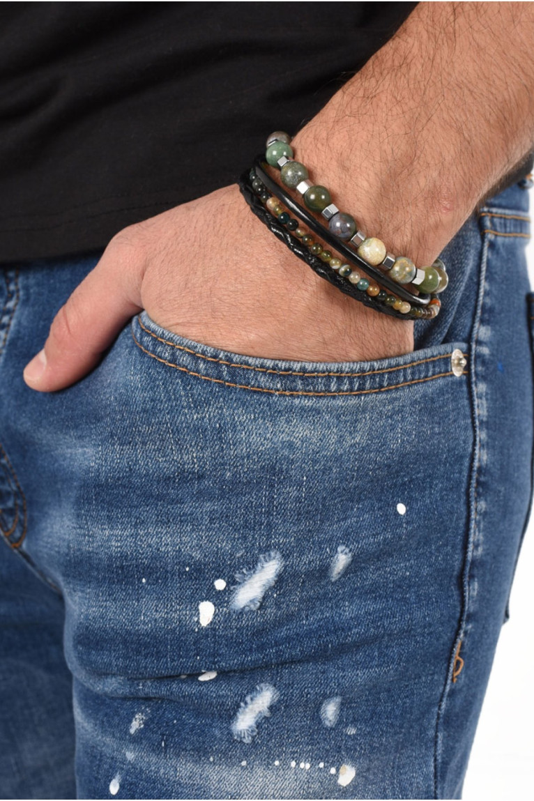Bracelets assortis cuir et pierres naturelles L'atelier de Gaspard