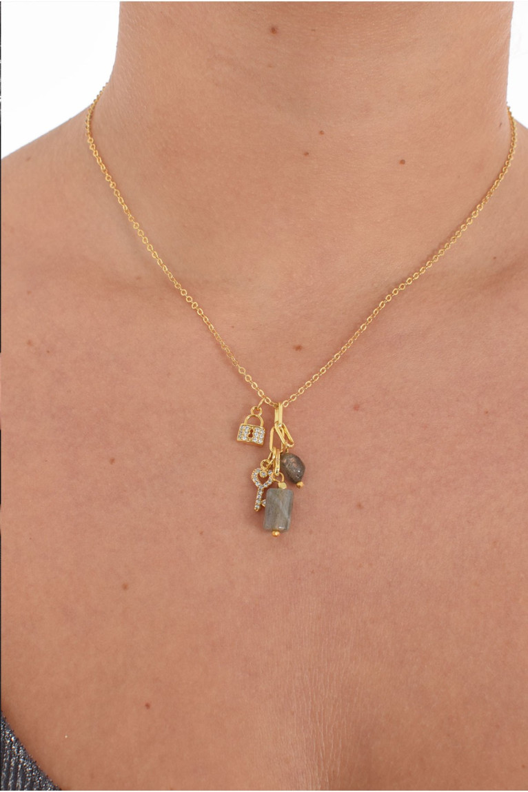 Collier plaqué or breloque pierre L'atelier de Gaspard