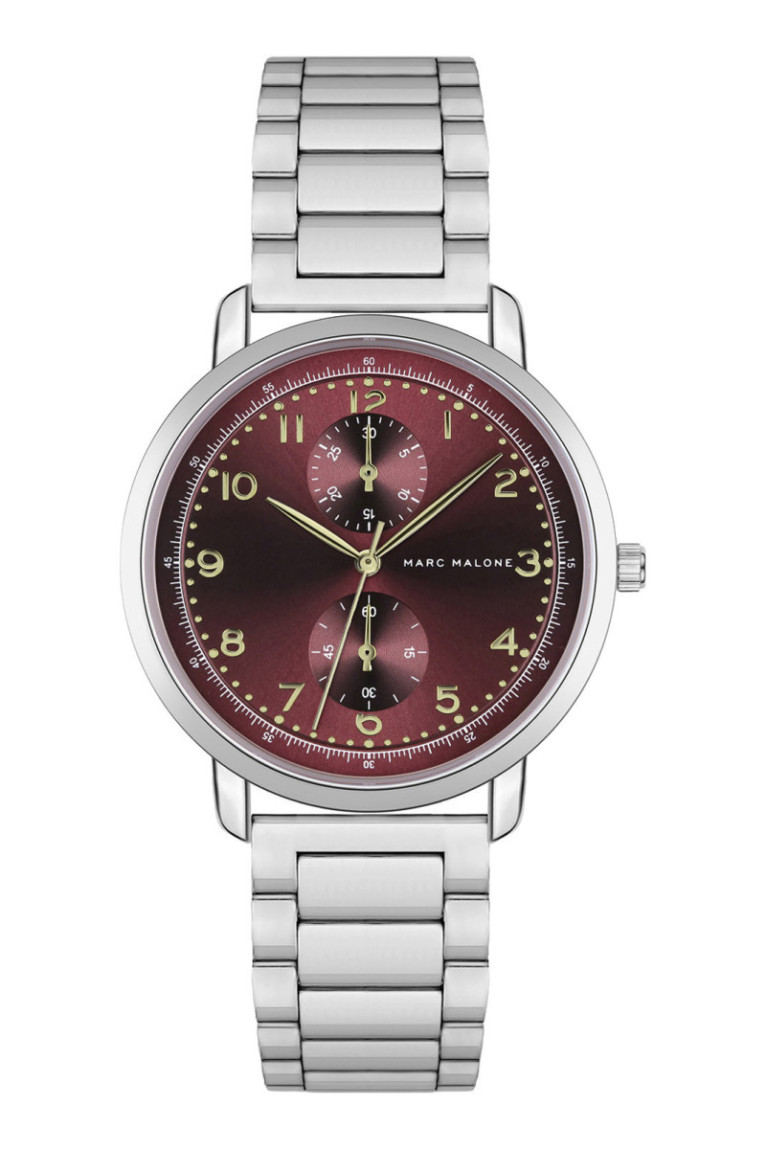 Montre Quartz Homme - Silver/Silver/Burgundy red sunray