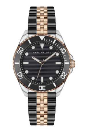 Montre Quartz Homme - Silver/2 tones: black + rose gold/Black sunray