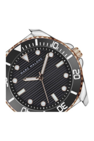 Montre Quartz Homme - Silver/2 tones: black + rose gold/Black sunray
