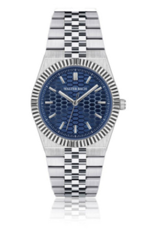 Montre Quartz - Silver/Silver/Dark blue textured - Walter Bach
