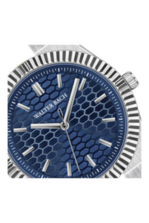 Montre Quartz - Silver/Silver/Dark blue textured - Walter Bach
