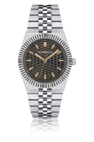 Montre Quartz - Silver/Silver/Darl brown textured - Walter Bach