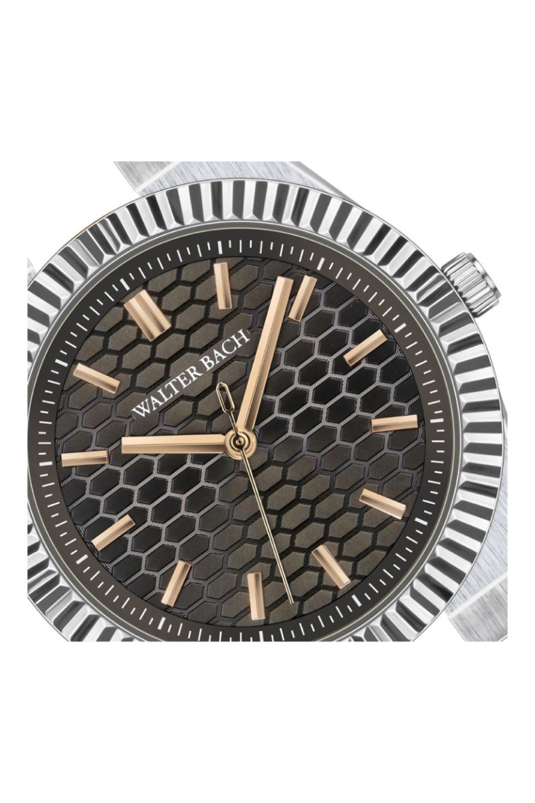 Montre Quartz - Silver/Silver/Darl brown textured - Walter Bach