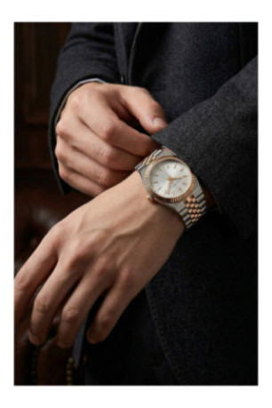 Montre Quartz Homme - Silver/2 tones: silver + rose gold/Silver textured