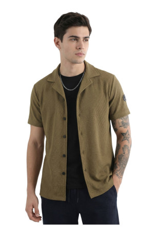 Chemise Melnin manches courtes kaki clair La Maison Blaggio