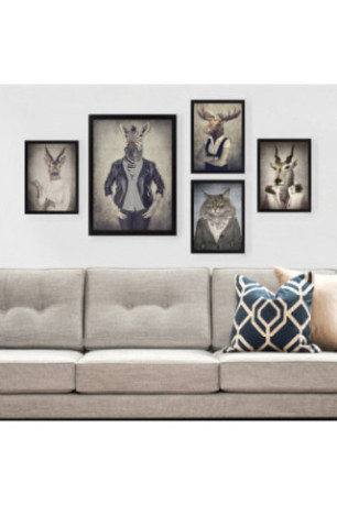 Tableau décoratif en MDF encadré (5 pièces) - Multicolore