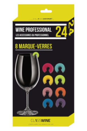 Lot de 8 marque verre en silicone - Classwine