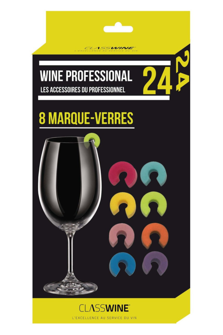 Lot de 8 marque verre en silicone - Classwine