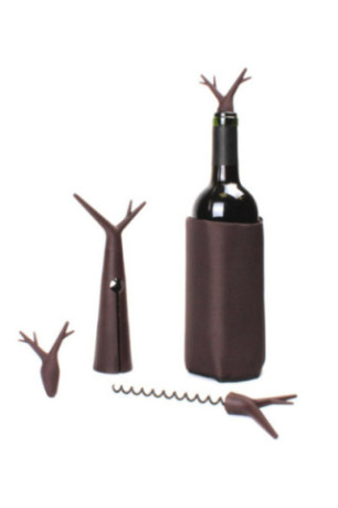 Kit Forêt noir : 1 tire-bouchon. 1 housse rafraichissante et 2 bouchons designs. - Classwine