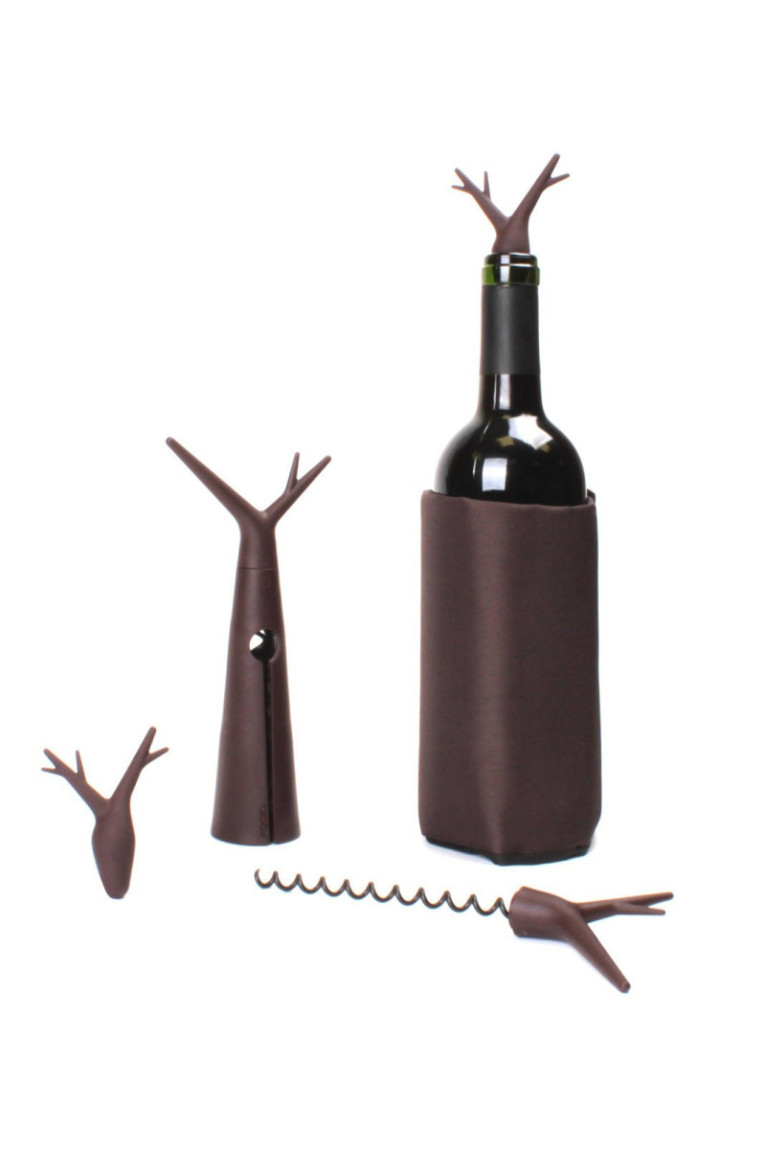 Kit Forêt noir : 1 tire-bouchon. 1 housse rafraichissante et 2 bouchons designs. - Classwine