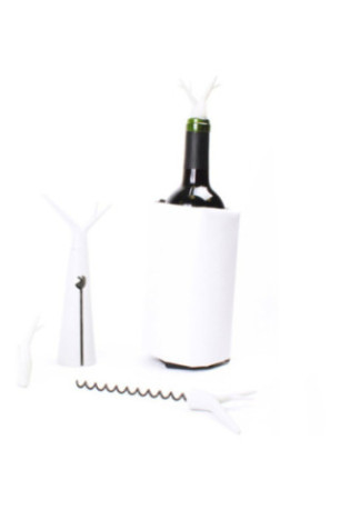 Kit Forêt blanc : 1 tire-bouchon. 1 housse rafraichissante et 2 bouchons designs. - Classwine