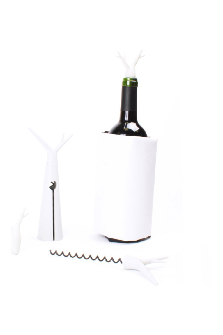 Kit Forêt blanc : 1 tire-bouchon. 1 housse rafraichissante et 2 bouchons designs. - Classwine