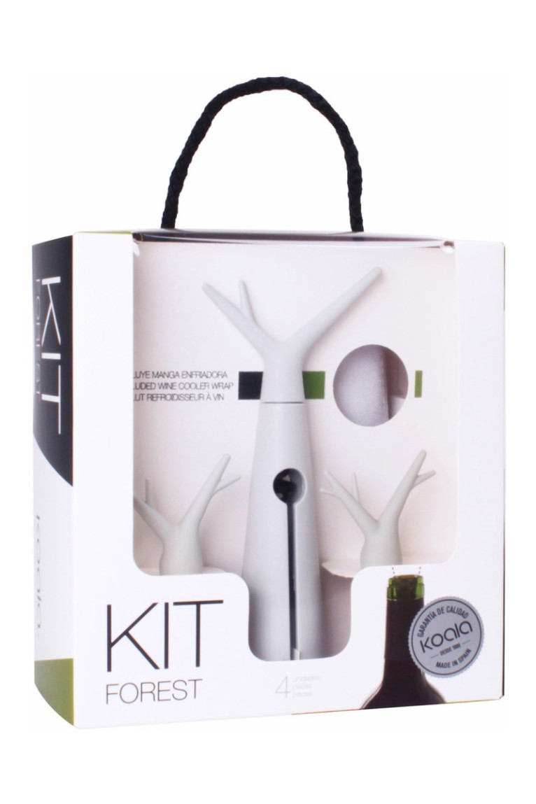 Kit Forêt blanc : 1 tire-bouchon. 1 housse rafraichissante et 2 bouchons designs. - Classwine