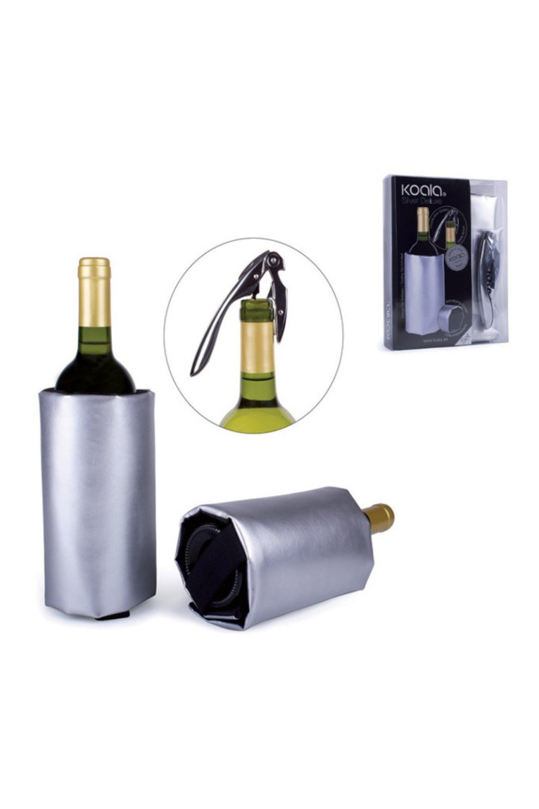 Set Deluxe : 1 tire-bouchon et 1 rafraichisseur argentés - Classwine