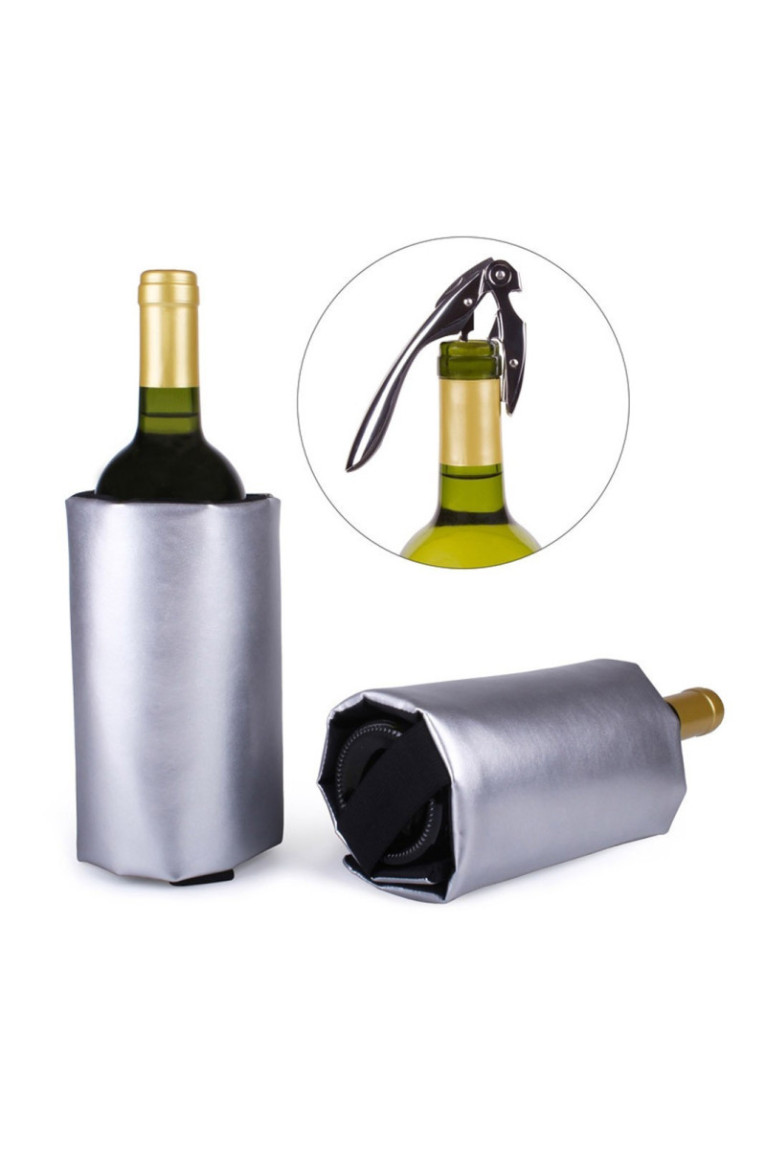 Set Deluxe : 1 tire-bouchon et 1 rafraichisseur argentés - Classwine