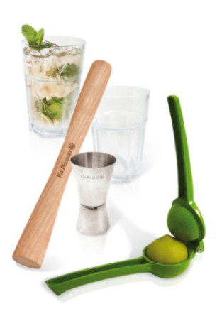 Set à Mojito et Caipirinha : 2 verres. 1 pilon. 1 gobelet doseur et 1 zesteur - Classwine