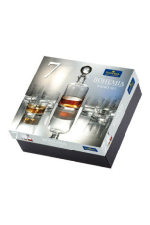 Coffret Bohemia : 1 carafe à whisky 1L + 6 verres 40cl en titanium - Classwine