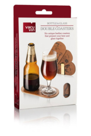 Dessous de bouteille de bière en cuir lot de 6 Vacuvin - Vacuvin