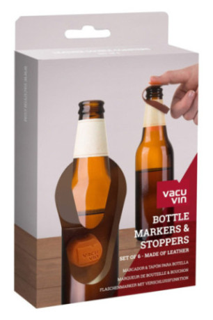 Bouchon marqueur cuir bouteille de bière x6 Vacuvin - Vacuvin
