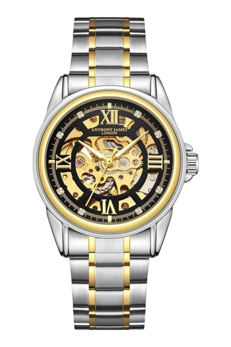Montre automatique Skeleton Homme Doré et acier 38.6 mm