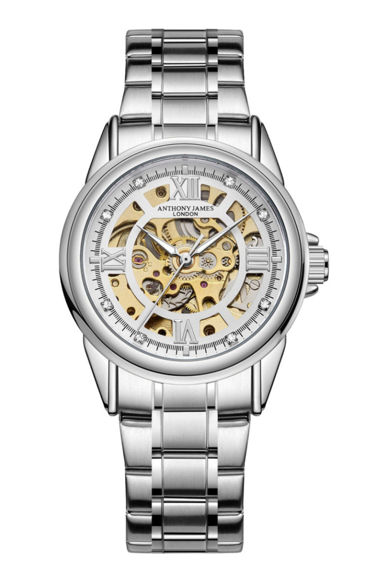 Montre automatique Skeleton Homme Acier et blanc