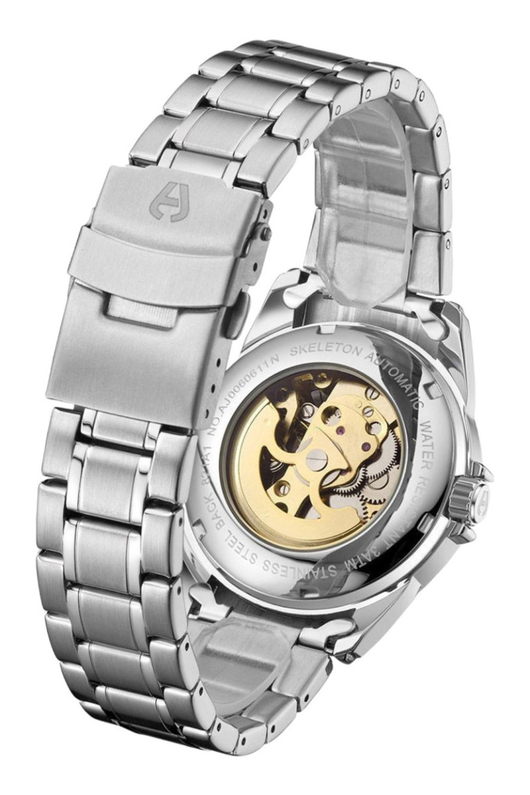 Montre automatique Skeleton Homme Acier et blanc