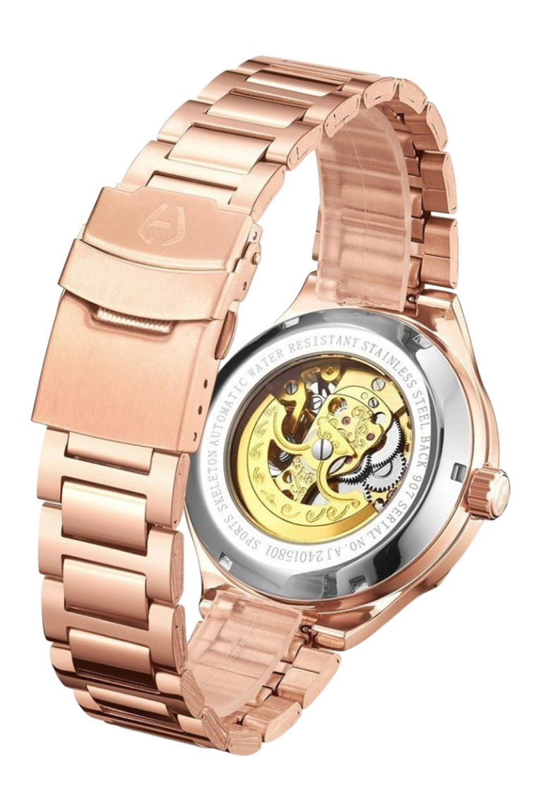 Montre automatique Sports Skeleton Or rose