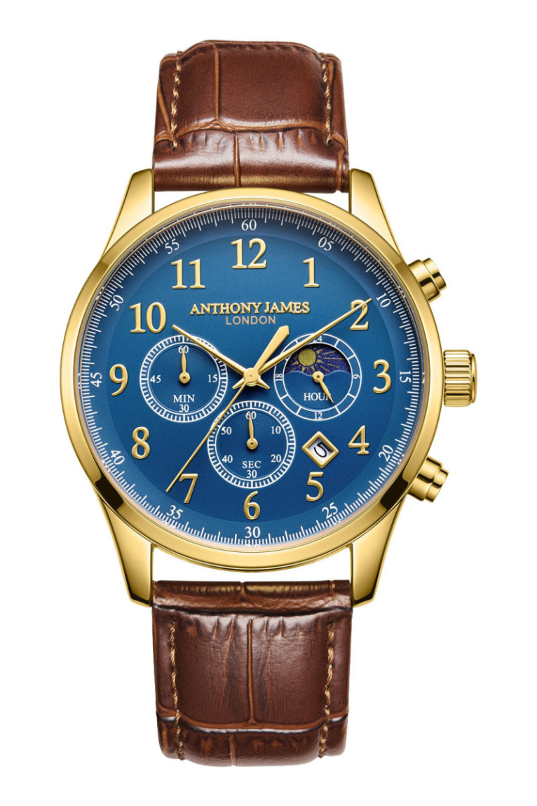 Chronographe Moonphase Edition Limitée Doré et Bleu 43 mm