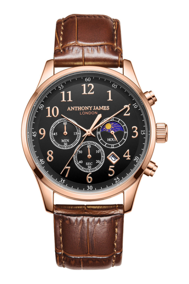 Montre Chronographe Moonphase Limited Edition Noir et Or Rose 43 mm