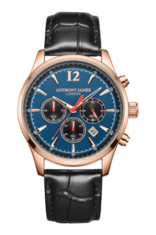 Montre chronographe Classic or rose et bleu 43 mm