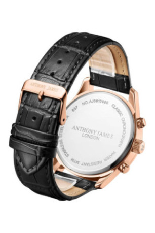 Montre chronographe Classic or rose et bleu 43 mm