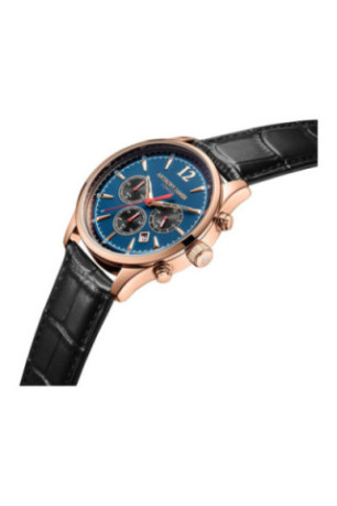 Montre chronographe Classic or rose et bleu 43 mm