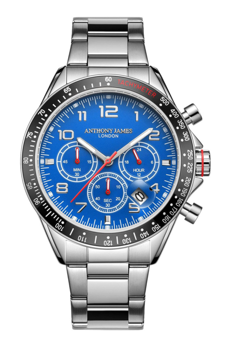 Montre chronographe Tachymeter Chrono Bleu acier 43 mm