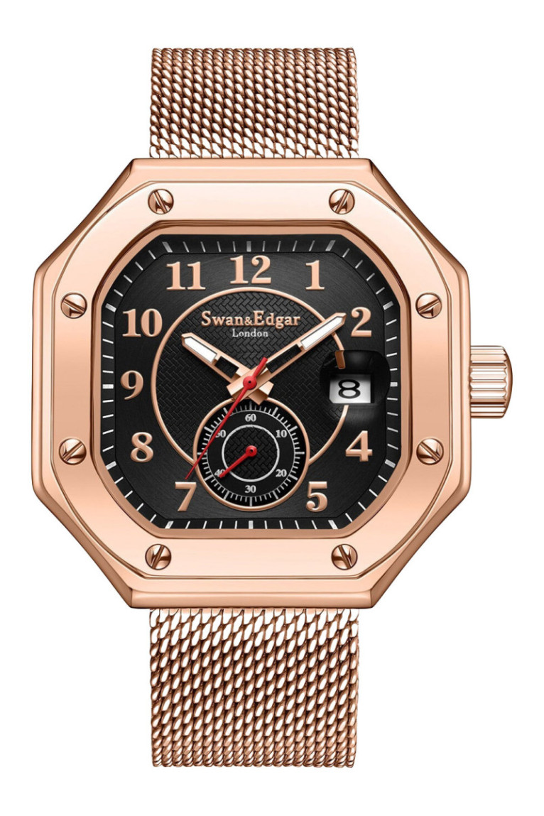 Montre automatique Currey Quadrant Or rose 45 mm