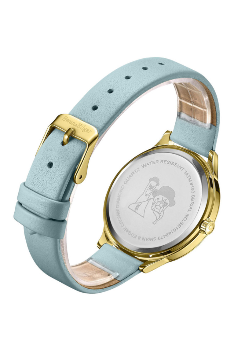 Montre Boudica Crown Diamond Bleu ciel et doré 38 mm