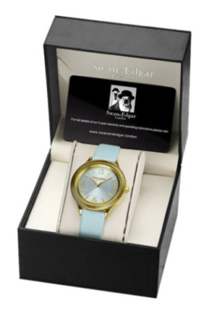 Montre Boudica Crown Diamond Bleu ciel et doré 38 mm