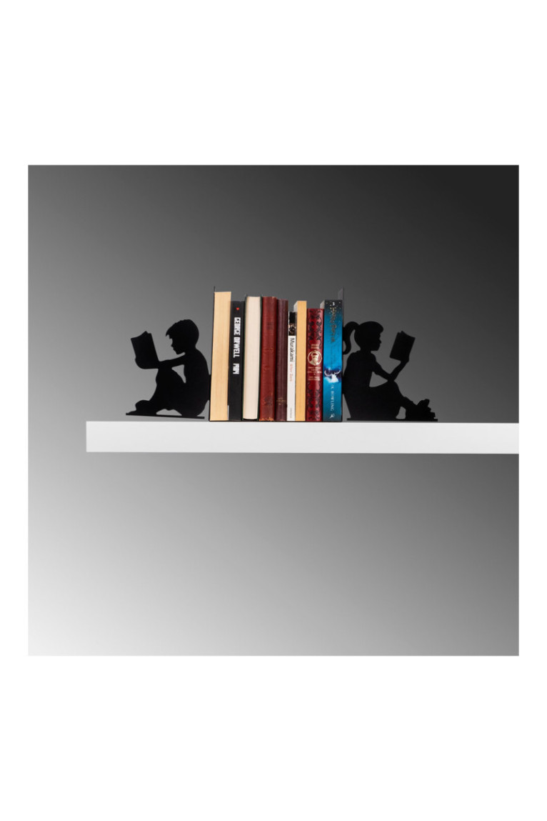 Serre-livres en métal - Noir