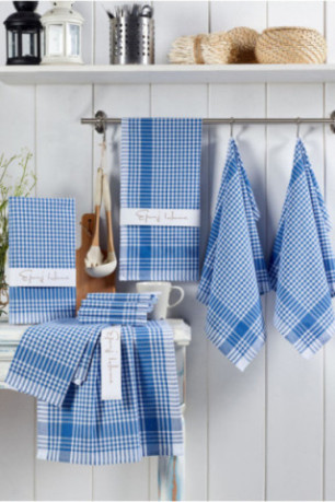Ensemble de torchons (10 pièces) - Bleu Blanc