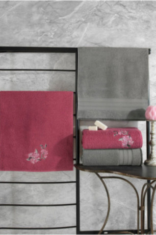 Ensemble de serviettes (4 pièces) - Gris/Rose