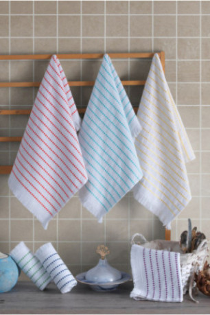 Ensemble de serviettes de toilette (6 pièces) - Blanc / Rouge / Bleu / Jaune / Violet