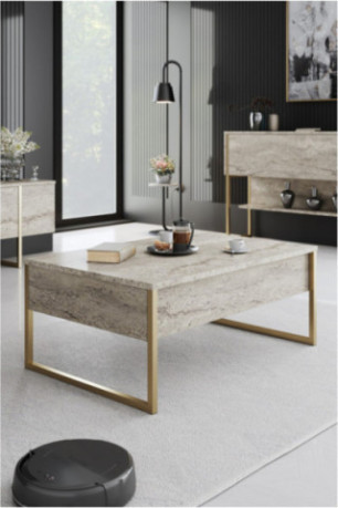 Table basse - Travertin doré