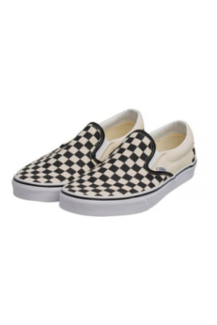 Baskets Classic Slip-On Checkerboard Noir et blanc cassé
