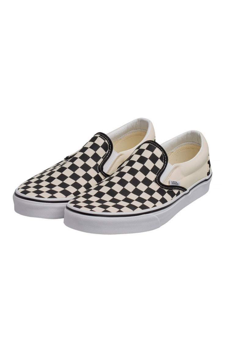 Baskets Classic Slip-On Checkerboard Noir et blanc cassé