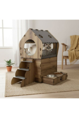 Maison pour chats - Chêne anthracite
