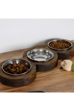 Gamelle pour animaux - Noyer