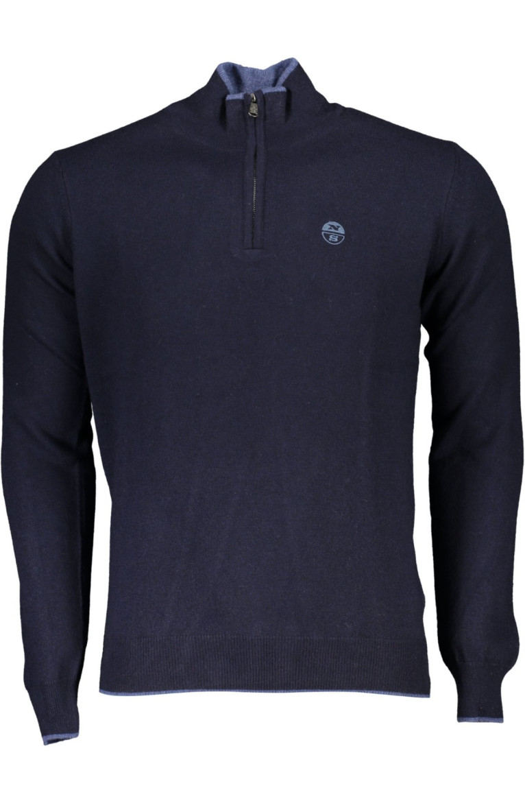 Pull col zippé manches longues bleu
